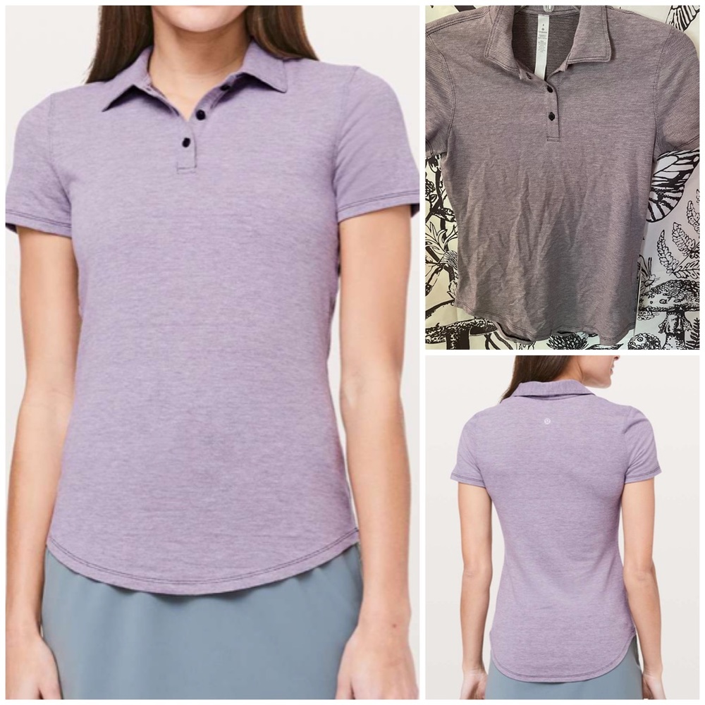 NWT LULULEMON PLAYER’S PRO-FORM POLO SIZE 4 HEATHERED DEEP PHANTOM PURPLE